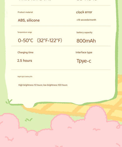 Cute Animal Digital Alarm Clock with Night Light, Temperature & Countdown Timer(Pink salamander)