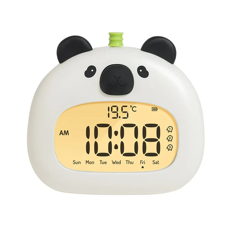 Cute Animal Digital Alarm Clock with Night Light, Temperature & Countdown Timer(Black and white panda) - Mekamart Australia