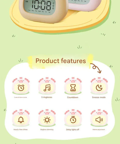 Cute Animal Digital Alarm Clock with Night Light, Temperature & Countdown Timer(Black and white panda) - Mekamart Australia