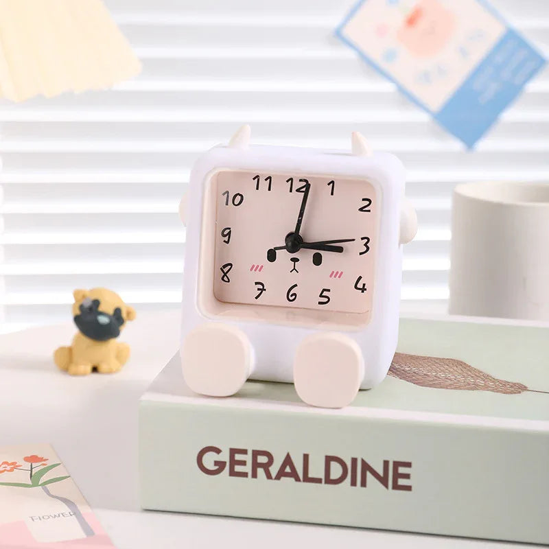 Adorable Cartoon Animal Alarm Clock - Silent Quartz Movement, Loud Alarm, Battery Operated(white) - Mekamart Australia