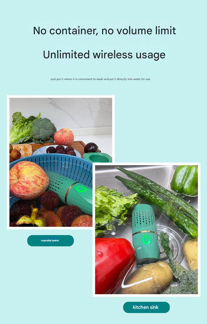 Wireless Fruit & Vegetable Purifier - Electrolytic Cleaning, Removes Residue, IPX7 Waterproof(white)