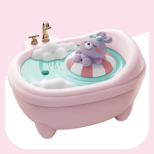 Adorable Bathtub Humidifier with Colorful Night Light - USB-C, 340ml, Auto Shut-Off(Pink Rabbit)