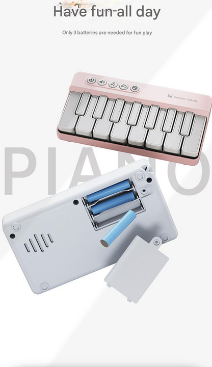 Mini Pocket Piano Electronic Keyboard - 17 Keys, Multiple Modes, LED Lights, Portable Musical Toy(black)