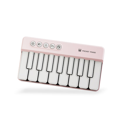 Mini Pocket Piano Electronic Keyboard - 19 Keys, Multiple Modes, LED Lights, Portable Musical Toy(pink)