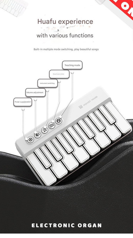 Mini Pocket Piano Electronic Keyboard - 20 Keys, Multiple Modes, LED Lights, Portable Musical Toy(blue)