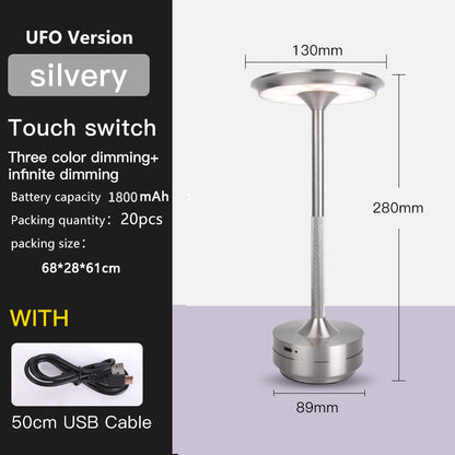 UFO Version LED Desk Lamp - Silver Touch Switch with Dimming and USB Cable