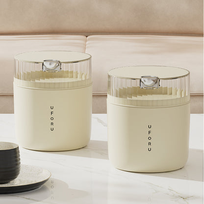 White desktop trash can (standard 1-roll garbage bag) 14cm * 15cm (including button) * 16cm