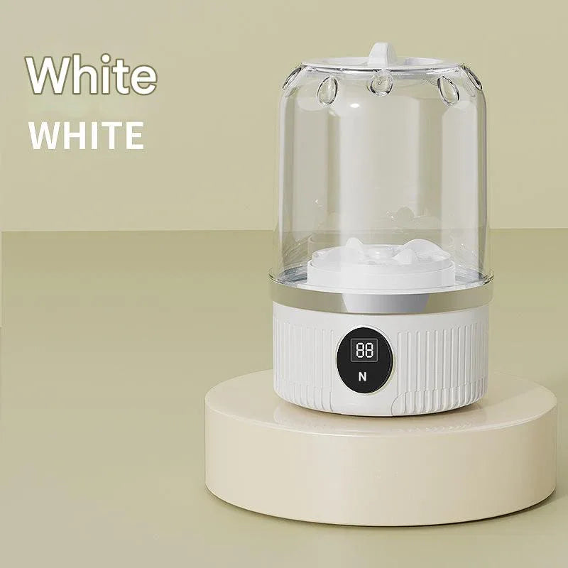White Travel-Friendly Mini Washing Machine - USB Powered, Automatic, for Small Loads - Mekamart Australia