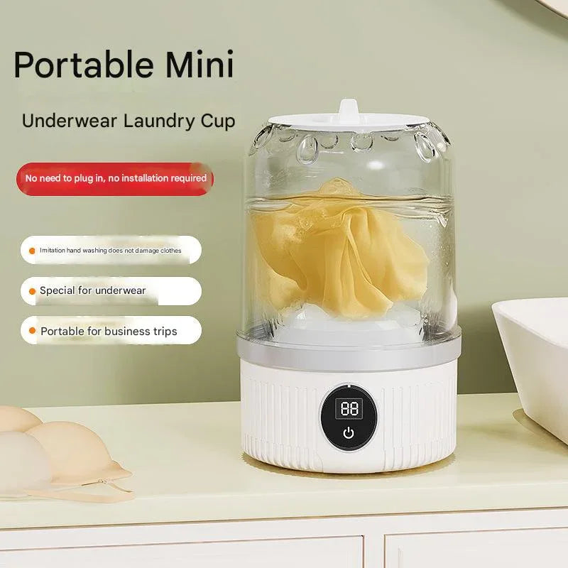White Travel-Friendly Mini Washing Machine - USB Powered, Automatic, for Small Loads - Mekamart Australia