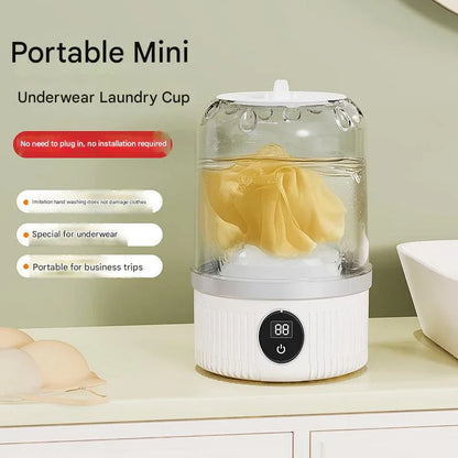 White Travel-Friendly Mini Washing Machine - USB Powered, Automatic, for Small Loads - Mekamart Australia