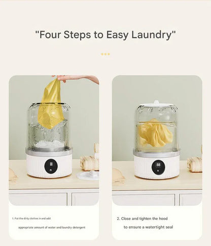 White Travel-Friendly Mini Washing Machine - USB Powered, Automatic, for Small Loads - Mekamart Australia