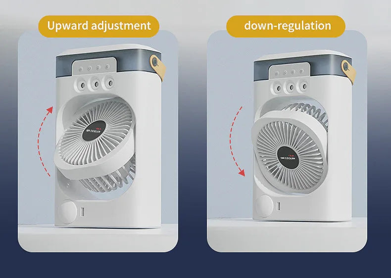White 3-in-1 Portable Air Cooler Fan - Desktop Humidifier & LED Light, Nano Mist - Mekamart Australia