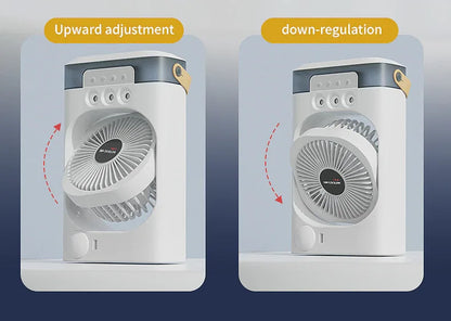 White 3-in-1 Portable Air Cooler Fan - Desktop Humidifier & LED Light, Nano Mist - Mekamart Australia