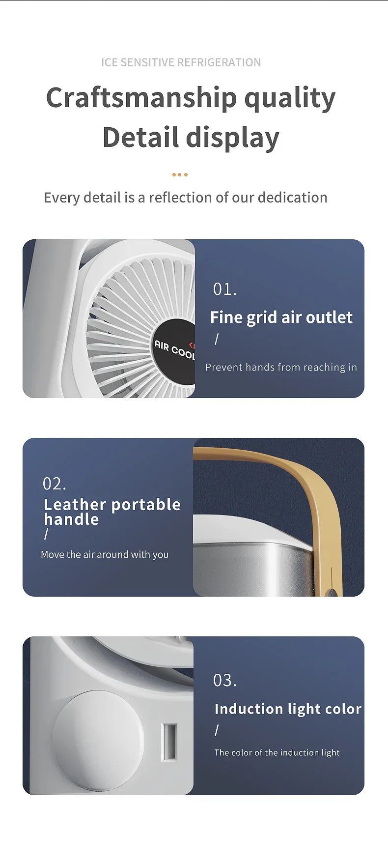 White 3-in-1 Portable Air Cooler Fan - Desktop Humidifier & LED Light, Nano Mist - Mekamart Australia