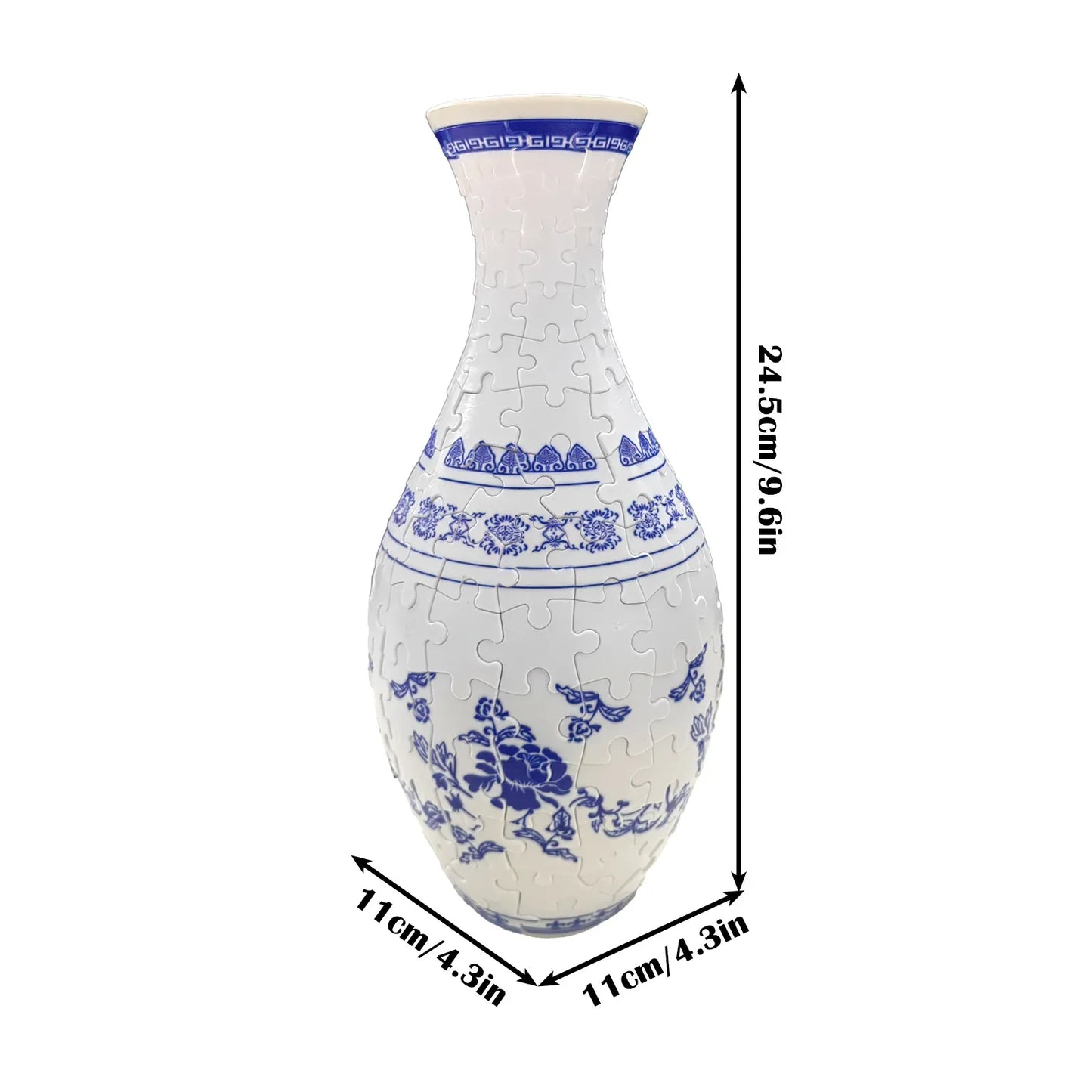 Unique 3D Puzzle Vase with Built-in Water Holder - Fun DIY Project (Blue and White) - Mekamart Australia