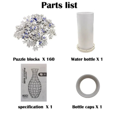 Unique 3D Puzzle Vase with Built-in Water Holder - Fun DIY Project (Blue and White) - Mekamart Australia