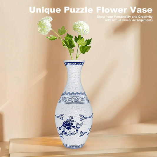 Unique 3D Puzzle Vase with Built-in Water Holder - Fun DIY Project (Autumn)
