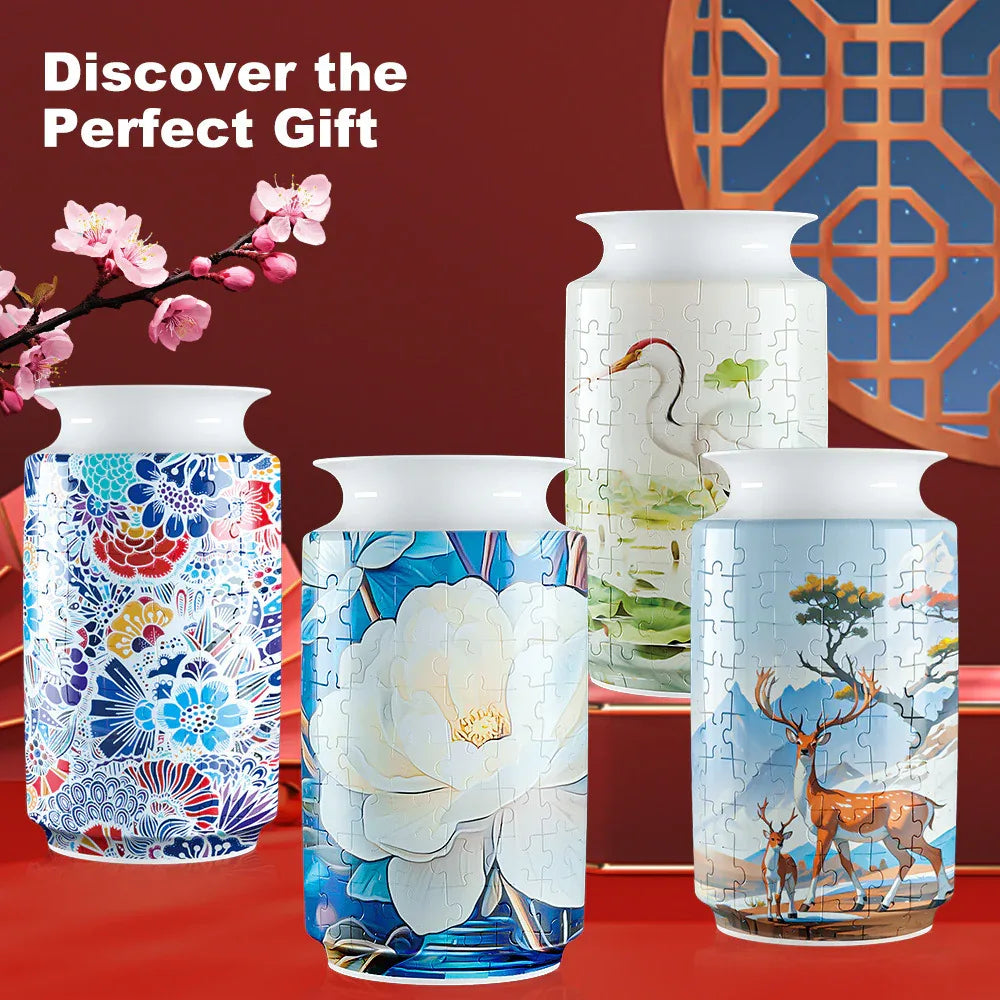 Colorful Style 1 DIY 3D Puzzle Vase - Creative Jigsaw Flower Holder with Waterproof Liner - Decorative Home Accent & Unique Gift - Mekamart Australia