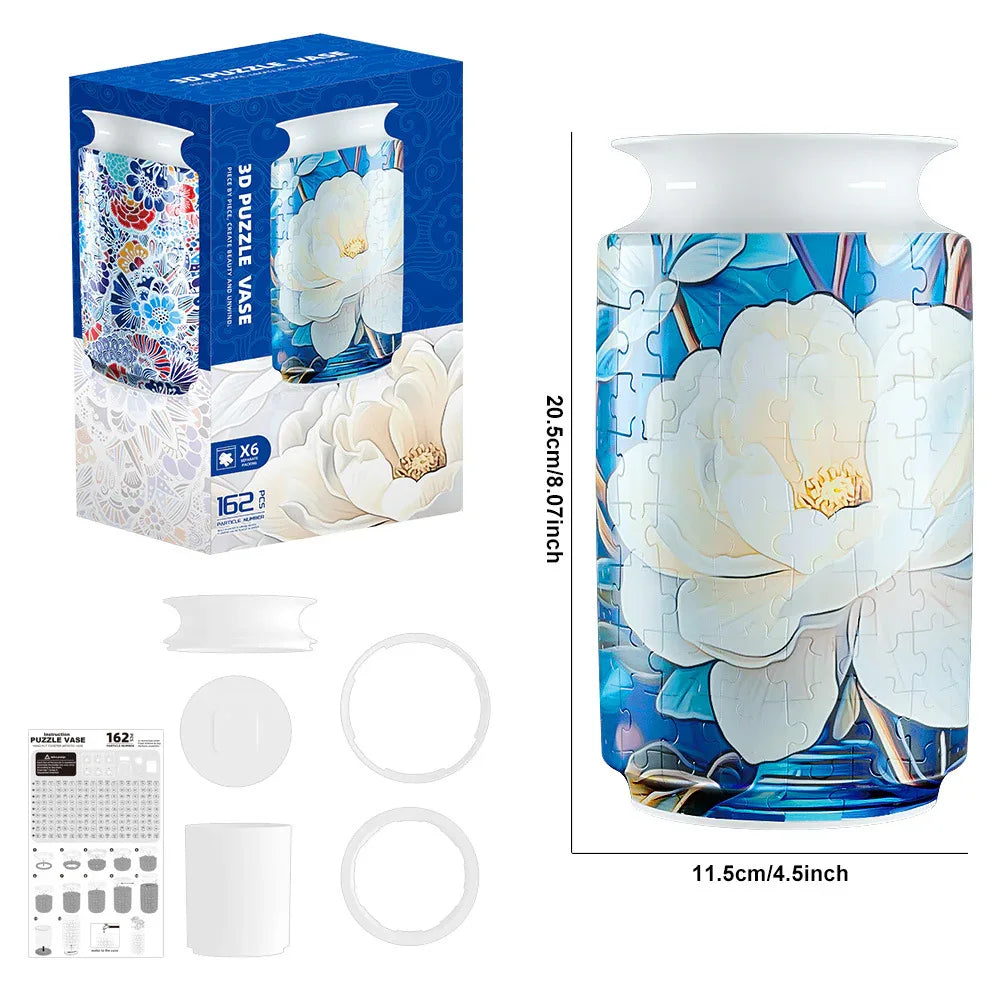 Colorful Style 1 DIY 3D Puzzle Vase - Creative Jigsaw Flower Holder with Waterproof Liner - Decorative Home Accent & Unique Gift - Mekamart Australia