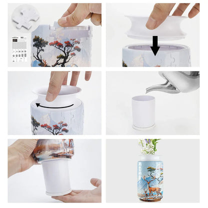 Colorful Style 1 DIY 3D Puzzle Vase - Creative Jigsaw Flower Holder with Waterproof Liner - Decorative Home Accent & Unique Gift - Mekamart Australia