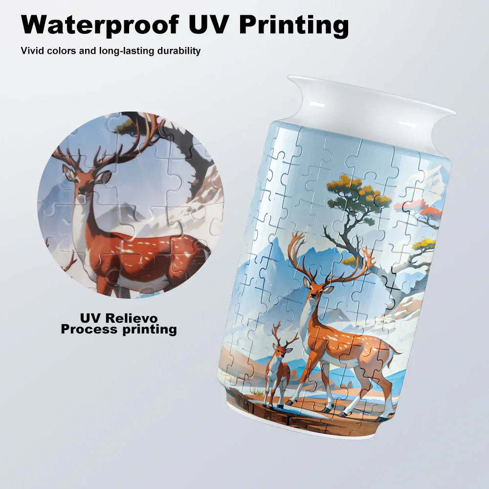 Colorful Style 1 DIY 3D Puzzle Vase - Creative Jigsaw Flower Holder with Waterproof Liner - Decorative Home Accent & Unique Gift - Mekamart Australia