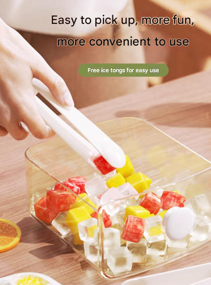 Green Innovative Press-Release Ice Cube Maker - Dual Layer Trays & Storage Bin (48 Cubes)