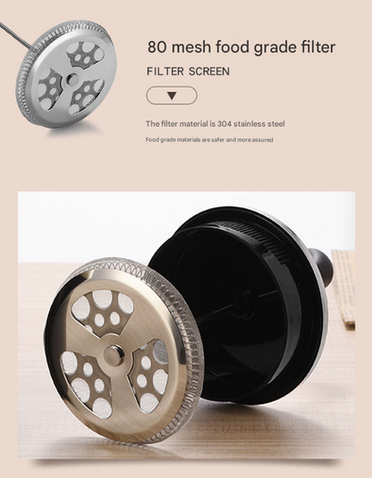 Black Classic 1000ml French Press Coffee & Tea Maker - Heat Resistant Borosilicate Glass, Stainless Steel Filter