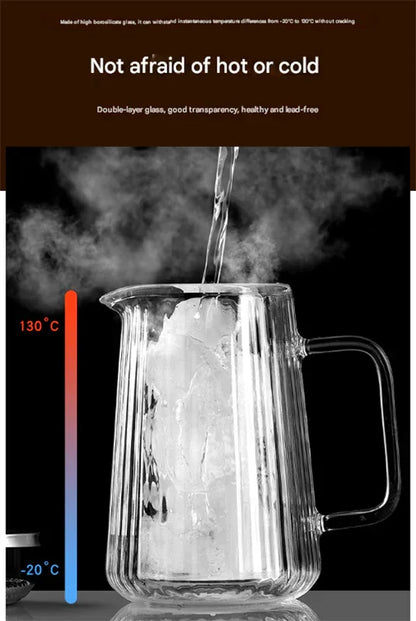 Transparent Elegant Ribbed Double Wall Glass French Press - 350ml Heat Resistant Coffee and Tea Maker with Stainless Steel Filter - Mekamart Australia