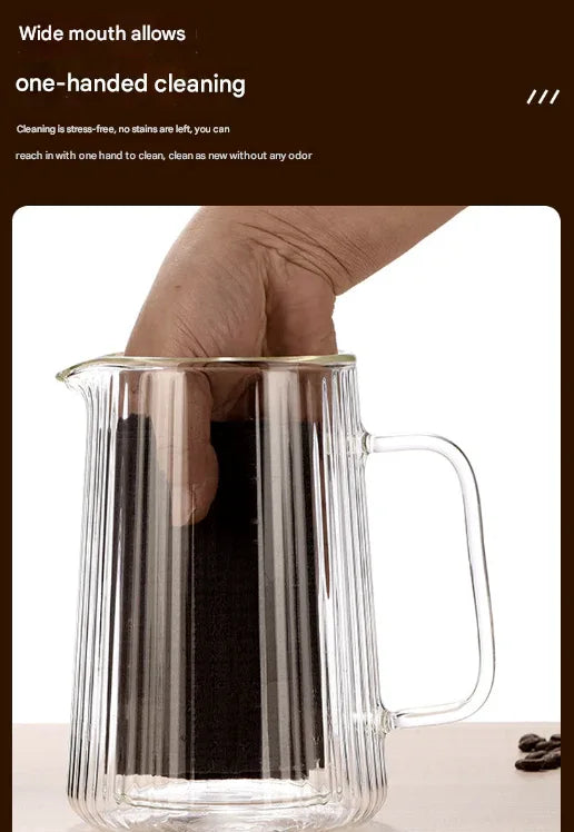 Transparent Elegant Ribbed Double Wall Glass French Press - 1000ml Heat Resistant Coffee and Tea Maker with Stainless Steel Filter