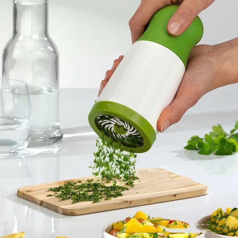 2 Pcs Green and White Manual Rotary Herb Grinder & Spice Mill - Effortless Mincing with Stainless Steel Blades for Fresh Herbs, Garlic & Spices - Mekamart Australia