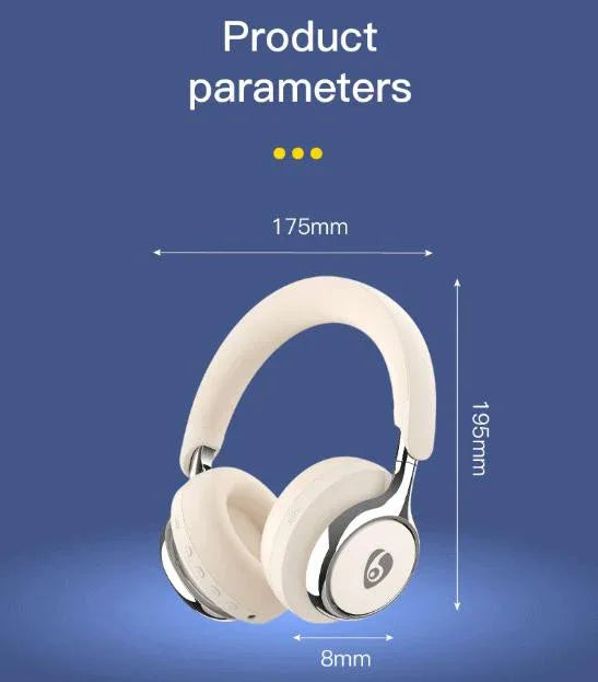 Beige Premium Wireless ANC Headphones - Bluetooth 5.4, 32H Playtime, Foldable Over-Ear Design, Comfort Earpads for Travel & Gaming - Mekamart Australia