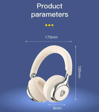 Beige Premium Wireless ANC Headphones - Bluetooth 5.4, 32H Playtime, Foldable Over-Ear Design, Comfort Earpads for Travel & Gaming - Mekamart Australia