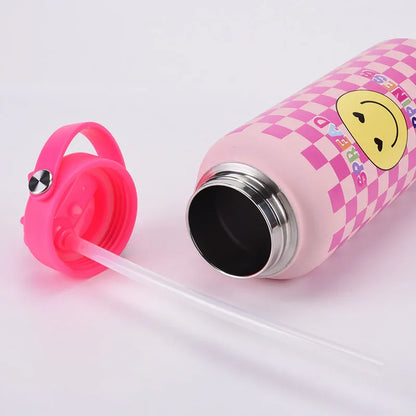 Style 9B Black Vibrant Fun Print 1L Stainless Steel Insulated Water Bottle - 32oz Large Capacity with Straw Lid & Carry Handle - BPA-Free - Mekamart Australia