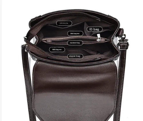 Brown Elegant Women's PU Leather Top Handle Satchel - Versatile Crossbody Bag with Classic Clasp & Braided Detail - Mekamart Australia