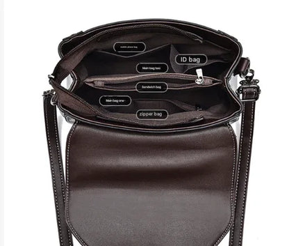 Brown Elegant Women's PU Leather Top Handle Satchel - Versatile Crossbody Bag with Classic Clasp & Braided Detail - Mekamart Australia