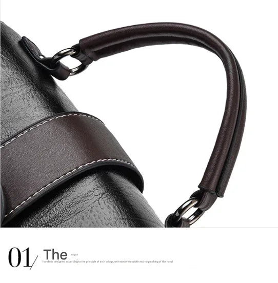 Brown Elegant Women's PU Leather Top Handle Satchel - Versatile Crossbody Bag with Classic Clasp & Braided Detail - Mekamart Australia