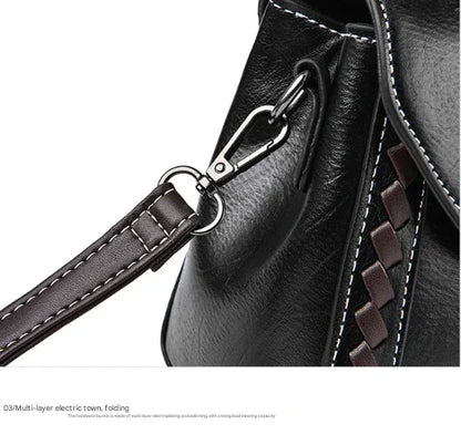 Brown Elegant Women's PU Leather Top Handle Satchel - Versatile Crossbody Bag with Classic Clasp & Braided Detail - Mekamart Australia