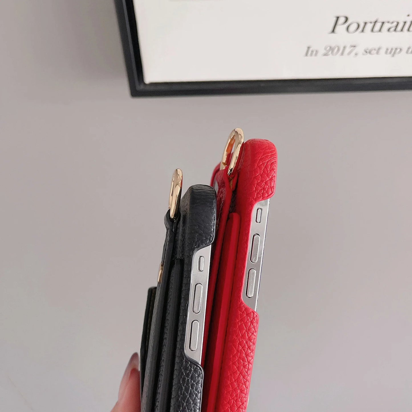 Black Chic PU Leather Crossbody Wallet Case for iPhone 16 Pro - Card Holder with Detachable Strap & Finger Ring Grip - Mekamart Australia