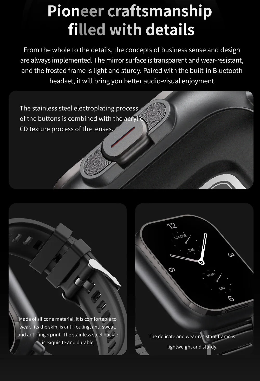 Black TPU Strap 2-in-1 Smartwatch with Built-in Earbuds - 2.01" HD Touchscreen, Bluetooth Calls, Health Monitor, Long Battery Life - Mekamart Australia