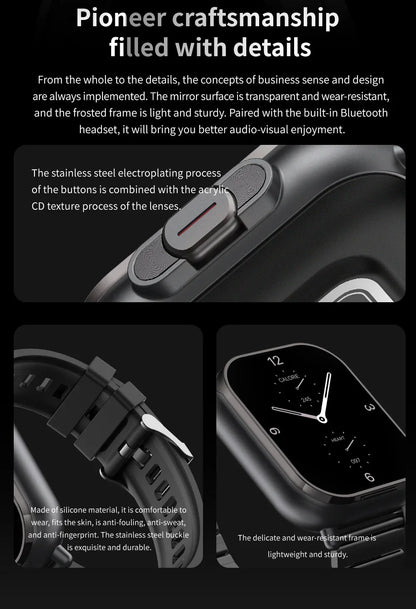 Black Steel Belt 2-in-1 Smartwatch with Built-in Earbuds - 2.01 HD Touchscreen - Mekamart Australia