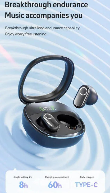 Black Feather-Light TWS Earbuds - Bluetooth 5.4, Hi-Fi Sound, LED Display Case, 60H+ Playtime, Touch Control - Mekamart Australia