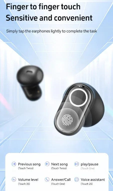 Black Feather-Light TWS Earbuds - Bluetooth 5.4, Hi-Fi Sound, LED Display Case, 60H+ Playtime, Touch Control - Mekamart Australia