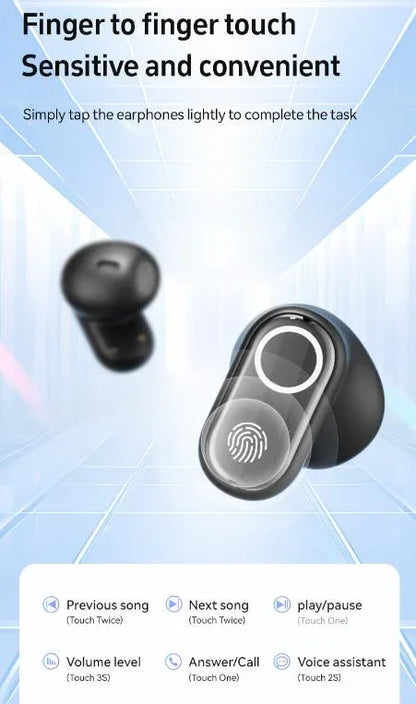Black Feather-Light TWS Earbuds - Bluetooth 5.4, Hi-Fi Sound, LED Display Case, 60H+ Playtime, Touch Control - Mekamart Australia