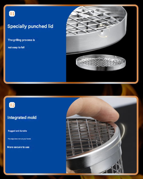 2 Pcs Size S Silver Rolling Stainless Steel BBQ Grill Basket - Cylindrical Grilling Cage for Veggies, Meats & More (304 Food-Grade)