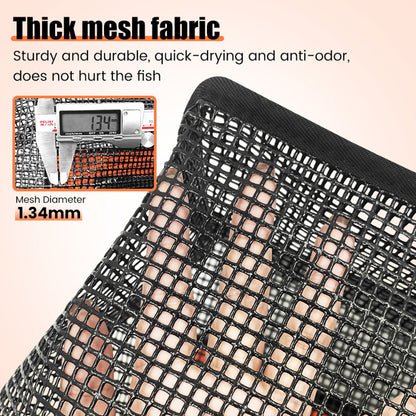 1 Piece Orange and Black Durable Collapsible Fishing Keepnet - Large 40.5L Quick-Dry Coated Nylon Fish Basket for Live Bait & Catch