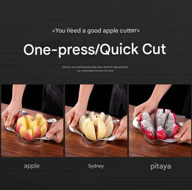 Silver Premium Apple Slicer Corer - Heavy Duty Stainless Steel Fruit Cutter, 12-Slice Divider Kitchen Gadget