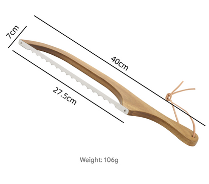 2 Pcs Brown Artisan Wooden Bread Bow Knife - Serrated Stainless Steel Slicer for Effortless Crumb-Free Cutting