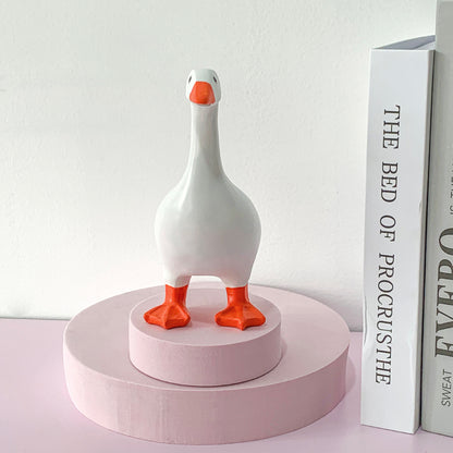 2 Pcs White and Yellow Whimsical Magnetic Goose Figurine - Novelty Key Holder & Desk Organizer