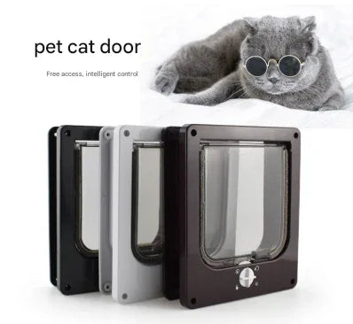 Size M White 4-Way Locking Pet Flap Door for Cats and Small Dogs - Weatherproof Magnetic Cat Door - Mekamart Australia