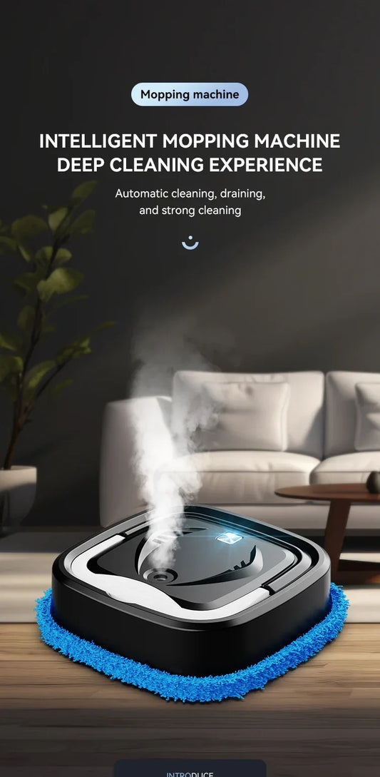 White Smart Robotic Floor Mop with Humidifier Spray - Ultra-Slim Automatic Wet & Dry Floor Cleaner - Mekamart Australia